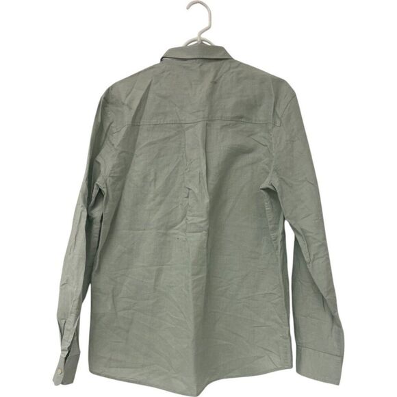 Zara Mens Linen Shirt M Medium Light Green Button Down Long Sleeve 1063/467 NWT - Picture 2 of 9